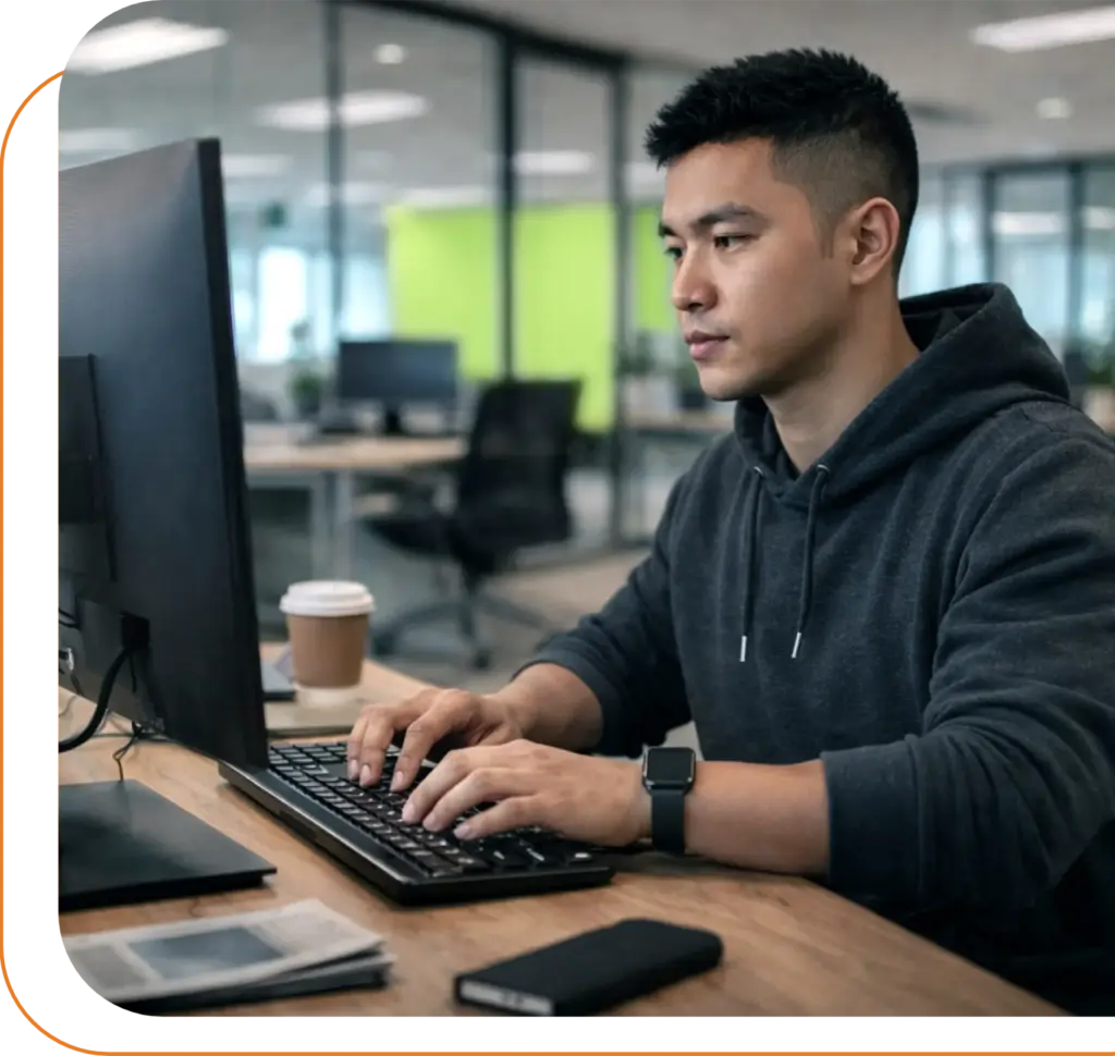 web designer at his desktop